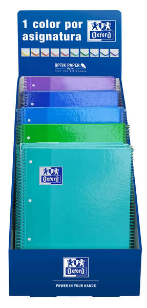 Oxford Europeanbook 1 Classic Expositor con 25 Cuadernos Espiral A4+ 80 Hojas Cuadicula 5x5 Microperforado - Tapa Extradura - Co