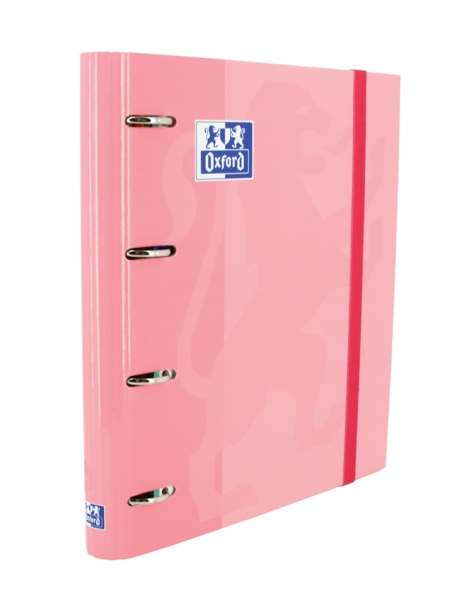 Oxford Europeanbinder Classic A4+ Carpeta de Anillas con Recambio Cuadricula 5x5 - Tapa Extradura - Cierre con Goma Elastica - Color Rosa Chicle
