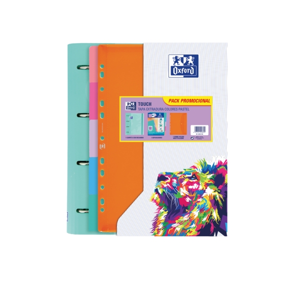 Oxford Europeanbinder Touch Carpeta Tamaño A4+ con Recambio + Separadores + Sobre de Plastico Multitaladro - Ideal para Organiza