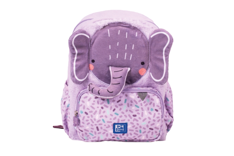 Oxford Kids Mochila Infantil 8.5L Tacto Suave Peluche - Diseño de Ellie Elefante - Ideal para Niños Pequeños - Espaciosa y Comoda - Colores Surtidos