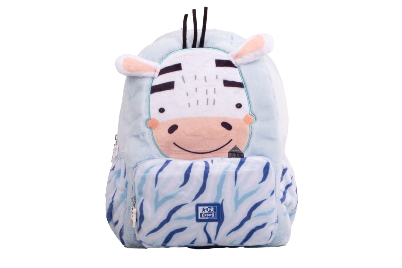 Oxford Kids Mochila Infantil 8.5L Tacto Suave Peluche Surtido Zoe Cebra - Diseño Divertido de Cebra - Tacto Suave de Peluche - Capacidad de 8.5L - Ideal para Niños