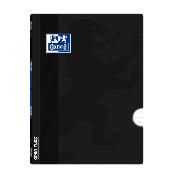 Oxford Libreta Grapada Openflex A4 - Tapa de Plastico Resistente - Grapada para Mayor Durabilidad - 1 Linea con Margen para Escribir Ordenadamente - 48 Hojas de Papel de Alta Calidad - Color Negro