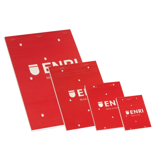 Enri Bloc de Notas Grapado 80 Hojas Cuadricula 4x4mm - Tamaño A4 - Tapa Blanda Color Rojo