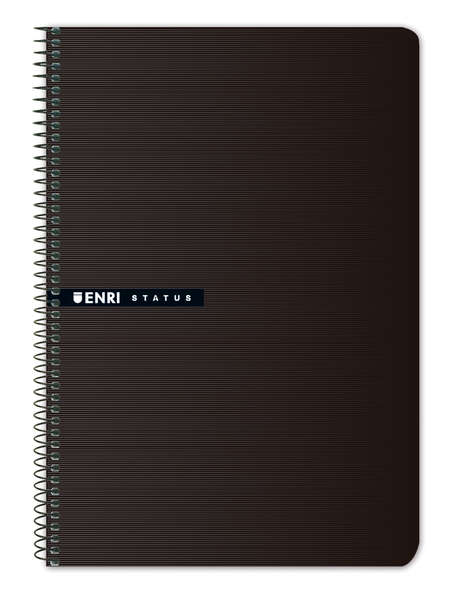 Enri Status Cuaderno Espiral Tamaño Folio Cuadricula 4mm 100 Hojas con Margen - Tapa Dura - Color Negro