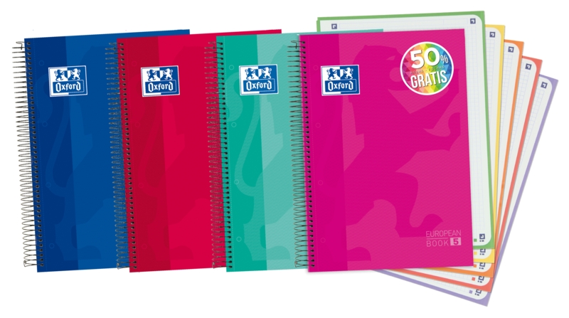 Oxford School Classic A4+ Europeanbook - Tapa Extradura - 5 Liso - 120 Hojas - Colores Surtidos