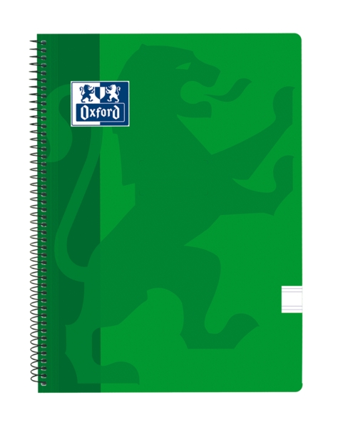 Oxford School Classic Cuaderno Espiral Tapa de Plastico Folio - Pauta 2.5 con Margen - 80 Hojas - Color Verde