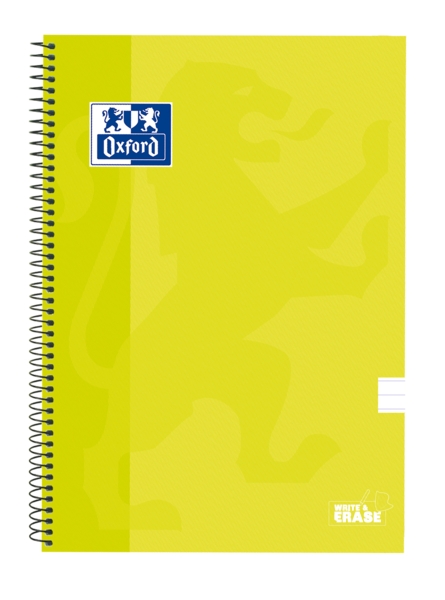 Oxford School Classic Cuaderno Espiral Tapa Extradura Write&Erase - Folio 1 Linea con Margen - 80 Hojas - Color Lima