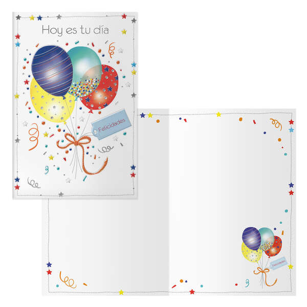 Dohe Pack de 6 Tarjetas de Felicitacion de Cumpleaños - 11.5x17cm - Impresas a Todo Color - Estampaciones con Pelicula de Color - Estampacion en Seco - Papel Offset Blanco de 300gr - Incluye Sobre de Color