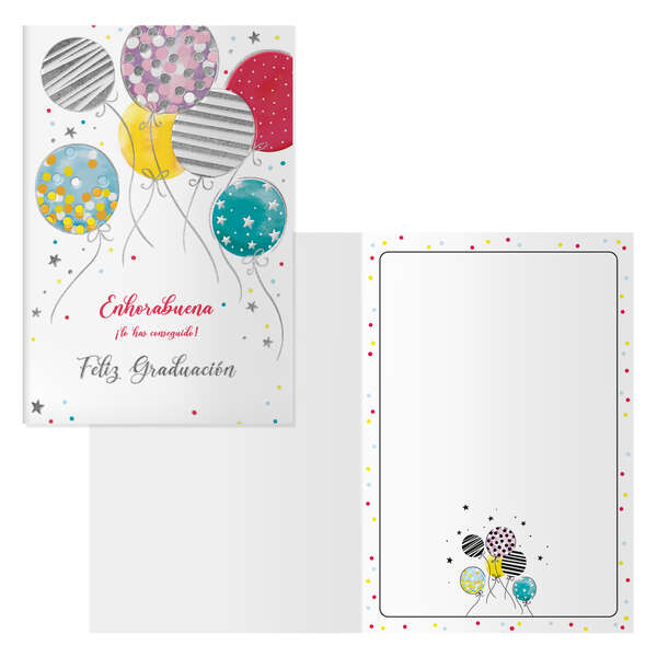 Dohe Pack de 6 Tarjetas de Felicitacion de Graduacion - 11.5x17cm - Impresion a Todo Color - Estampaciones con Pelicula de Color - Estampacion en Seco - Papel Offset Blanco de 300gr - Incluye Sobre de Color