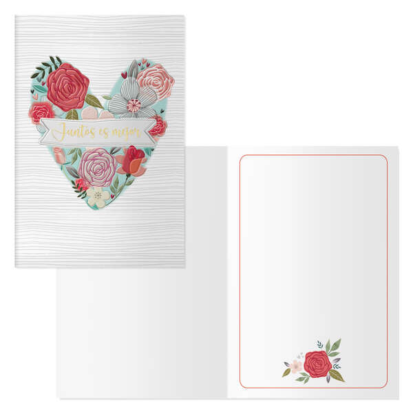 Dohe Pack de 6 Tarjetas de Felicitacion de San Valentin - 11.5x17cm - Impresas a Todo Color - Estampaciones con Pelicula de Color - Estampacion en Seco - Papel Offset Blanco de 300gr - Incluye Sobre de Color