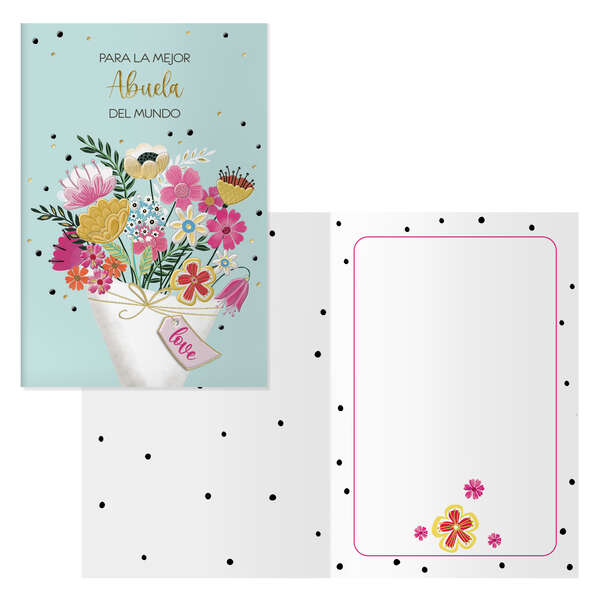 Dohe Ramo Pack de 6 Tarjetas de Felicitacion para Abuela - 11.5x17cm - Impresion a Todo Color - Estampaciones con Pelicula de Color - Estampacion en Seco - Papel Offset Blanco de 300gr - Incluye Sobre de Color