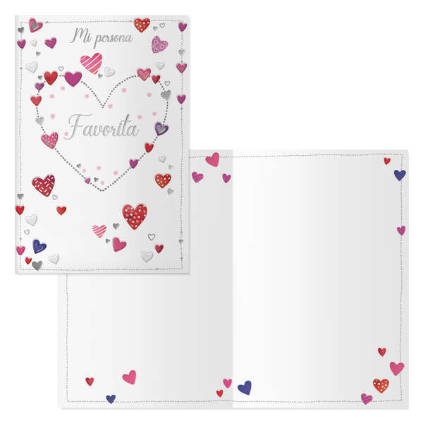 Dohe Delicia Pack de 6 Tarjetas de Felicitacion San Valentin - 11.5x17cm - Impresion a Todo Color - Estampaciones con Pelicula de Color - Estampacion en Seco - Papel Offset Blanco de 300gr - Incluye Sobre de Color