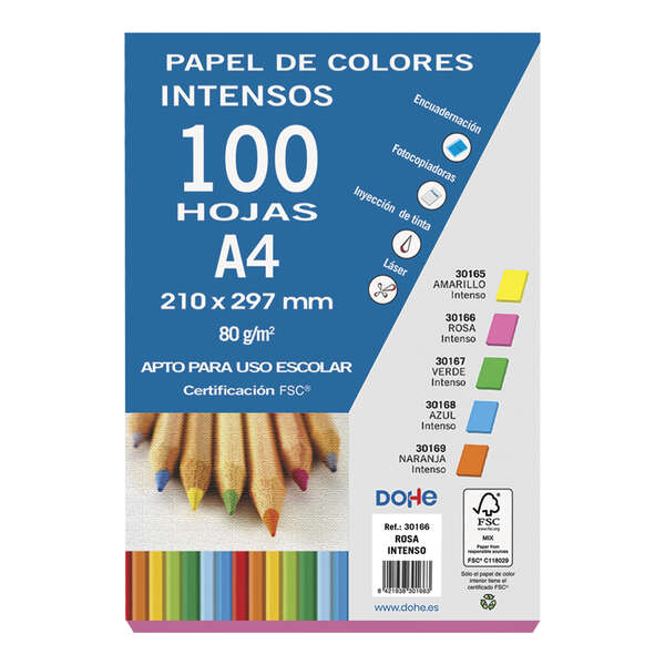 Dohe Papel Multifuncion de 80g - Apto para Fotocopiadoras, Impresoras Laser y Chorro de Tinta - Color Rosa