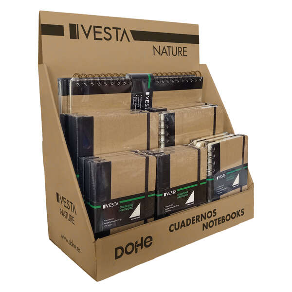 Dohe Expositor de Sobremesa para Cuadernos Vesta Nature - Fabricado en Carton Reforzado Color Kraft - Diseño Resistente y Ecologico - Ideal para Organizar y Exhibir Cuadernos