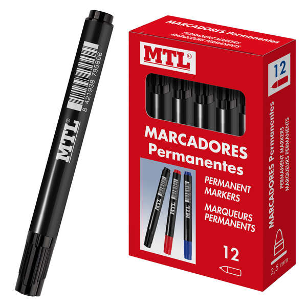 Dohe Marcadores Permanentes - Punta Conica de 2mm - Tinta Resistente al Agua y Secado Rapido - Cuerpo de Plastico - Clip en la Capucha - Ideal para Rotular en Cualquier Superficie