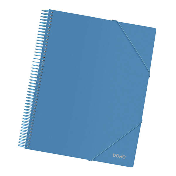 Dohe Carpeta con 30 Fundas Tamaño A4 - Tapa de Polipropileno Opaco 800 Micras - Fundas Transparentes 80 Micras - Espiral de Plastico Color - Gomas Elasticas a Juego