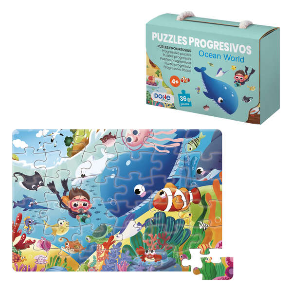 Dohe Puzzle Infantil de 36 Piezas - Tematica Animales del Oceano - Fabricado en Doble Capa de Carton - Capa Intermedia de Contrachapado - Estimula la Imaginacion