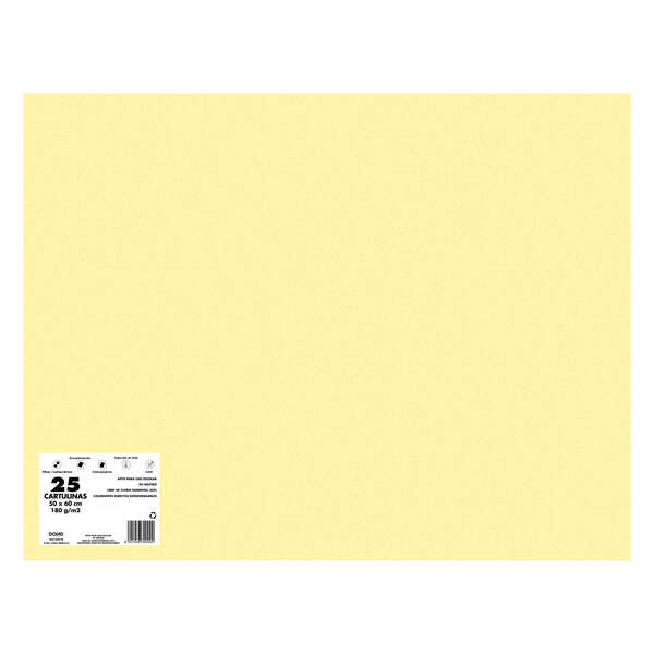 Dohe Pack de 25 Cartulinas de 180 G/M2 - Tamaño 50x65cm - PH Neutro - Libres de Cloro Elemental - Colorantes Biodegradables - Color Amarillo Canario