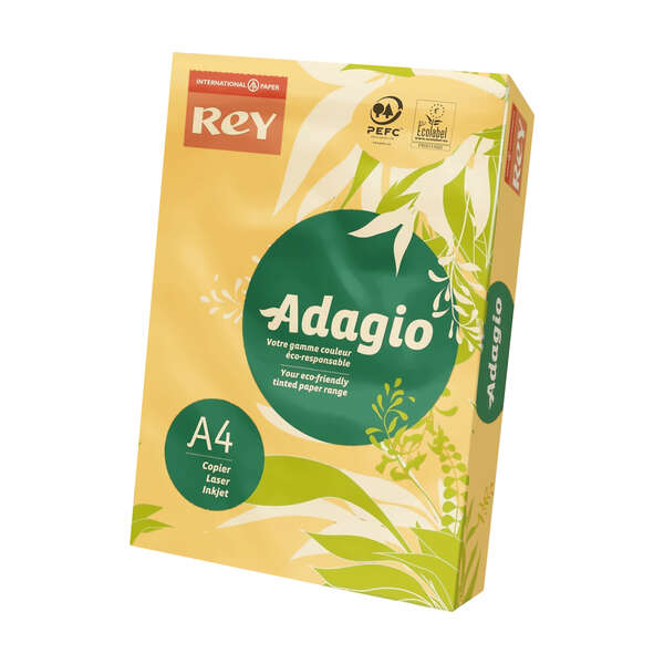 Dohe Adagio Paquete de 500 Hojas de Papel A4 de 80g - Apto para Fotocopiadoras e Impresoras - Alta Calidad y Versatilidad - Color Oro Pastel