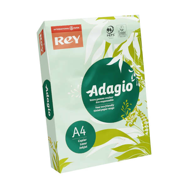 Dohe Adagio Paquete de 500 Hojas de Papel A4 de 80g - Apto para Fotocopiadoras e Impresoras - Alta Calidad y Versatilidad - Color Verde Pastel