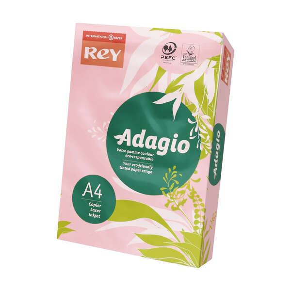 Dohe Adagio Paquete de 500 Hojas de Papel A4 de 80g - Apto para Fotocopiadoras e Impresoras - Alta Calidad y Versatilidad - Color Rosa Pastel