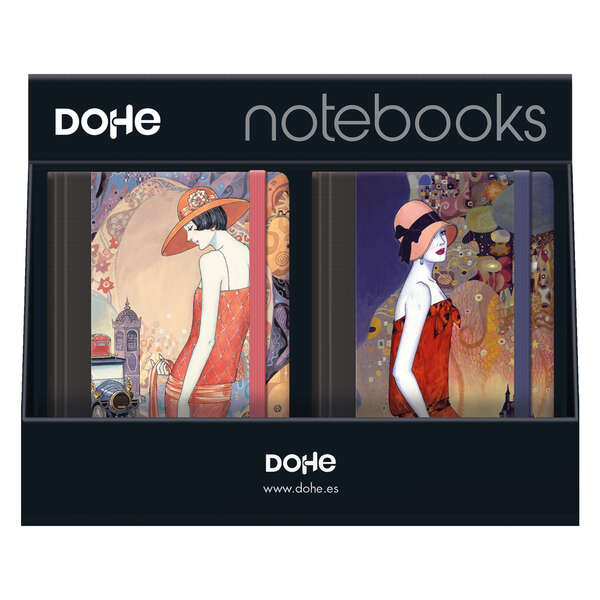 Dohe Expositor de 12 Notebooks A5 12x17cm - Incluye 3x Caroline, 3x Charlotte, 3x Sophie y 3x Rosalie - Ideal para Organizar tus Notas y Apuntes de Forma Practica y Elegante