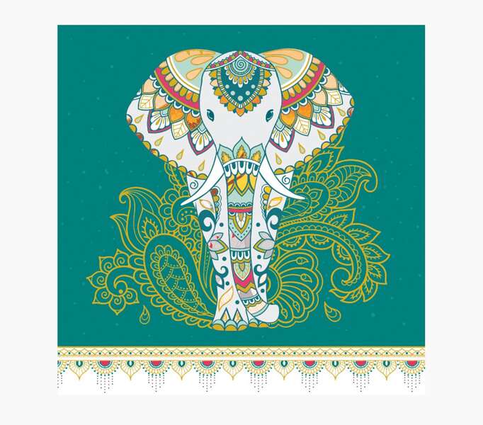 Pictura Tarjeta Arabesque - 16x16cm - Tematica Elefante - Tarjeta Triptica sin Envoltorio - Incluido Sobre Blanco - Papel con Certificacion FSC
