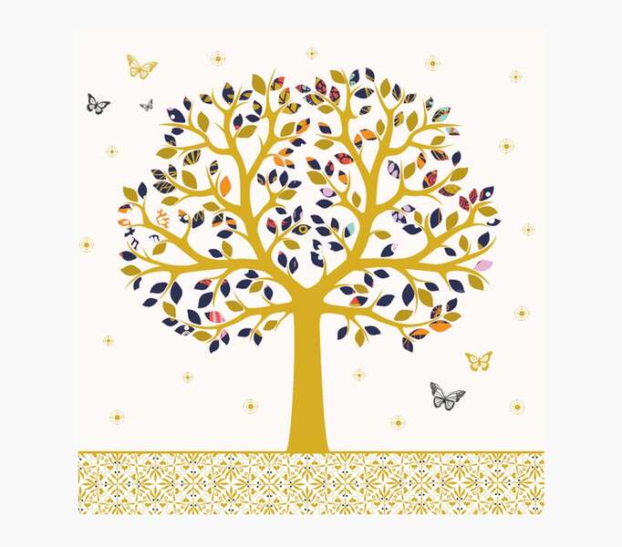 Pictura Tarjeta Arabesque - 16x16cm - Tematica de Arboles - Tarjeta Triptica sin Envoltorio - Incluye Sobre Blanco - Papel con Certificacion FSC