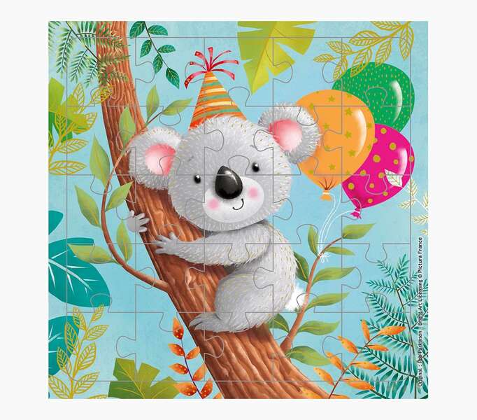 Pictura Tarjeta Puzzle - 15.5x15.5cm - Tematica Koala - 25 Piezas - Incluye Sobre Blanco - Certificacion FSC