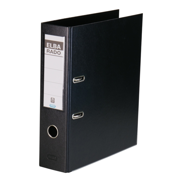 Elba Plast Archivador Tamaño A4 - Ancho 80mm - Con Palanca y Rado - Resistente y Duradero - Fabricado en PVC - Color Negro