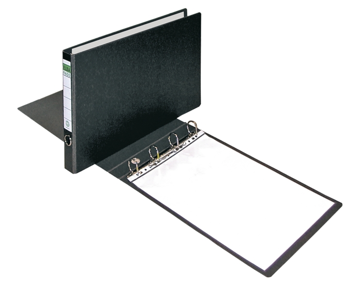 Elba Carpeta de Anillas 4D 35mm A3 Apaisado - Lomo 50mm con Etiqueta - Carton Compacto - Color Negro