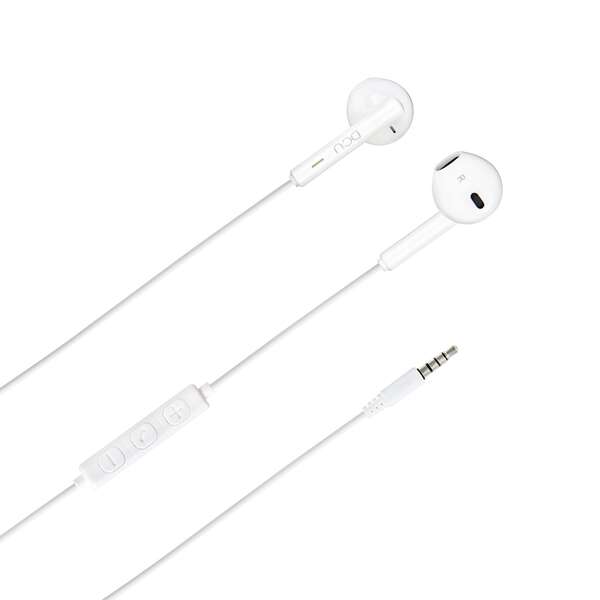 DCU Tecnologic Auriculares Jack 3.5mm Estereo Blanco con Microfono y Control de Volumen - Microfono Integrado para Llamadas Manos Libres - Control de Volumen para Ajustar la Intensidad del Sonido - Color Blanco