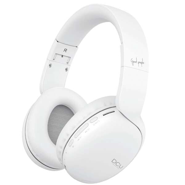 DCU Tecnologic Auriculares Bluetooth Plegables Multifuncion - Sonido Nitido y Potente - Conexion Estable V5.0 - Bateria de Larga Duracion - Diseño Compacto y Ligero - Color Blanco