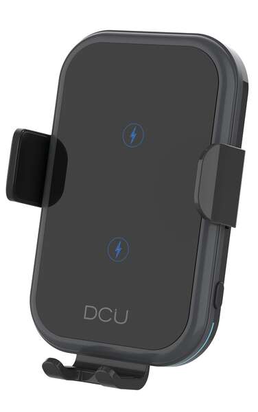 DCU Tecnologic Soporte de Movil con Carga Rapida Inalambrica 15W - Carga Rapida Inalambrica hasta 15W - Soporta Cargas de 10W, 7.5W y 5W - Distancia de Carga de hasta 8mm - Color Negro