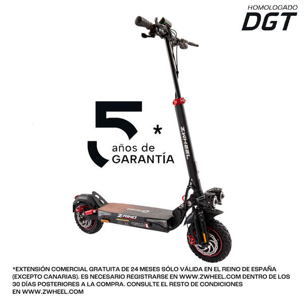 Zwheel ZRino Duo Max Patinete Electrico Motor 2x 500W - Homologado DGT - Autonomia hasta 70km - Suspension Hidraulica Delantera y Trasera - Ruedas Off-Road 10" - Carga Maxima 120kg