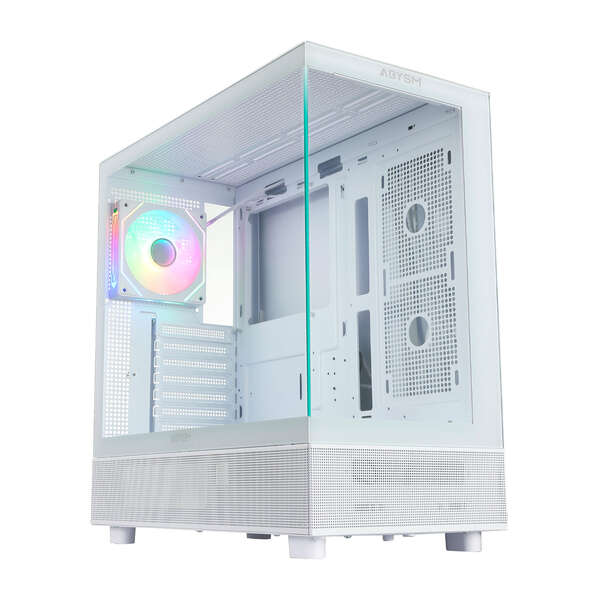 Abysm Danube Sava H400 White Caja Torre ATX, ITX, Micro ATX - Lateral y Frontal Cristal Templado - 3.5" y 2.5" - USB-A, USB-C y Audio - 1 Ventilador ARGB Instalado - Soporta Refrigeracion Liquida