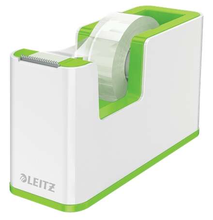 Leitz WOW Dispensador de Cinta Adhesiva - Para Rollos de hasta 19mm x 33m - Incluye Cinta Autoadhesiva Escribible - Color Blanco/Verde