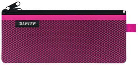 Leitz WOW Bolsa Porta-Todo Mediana 2 Compartimentos - Tamaño 85x6x210mm - Lavable y Duradera - Cierre de Cremallera - Color Fucs