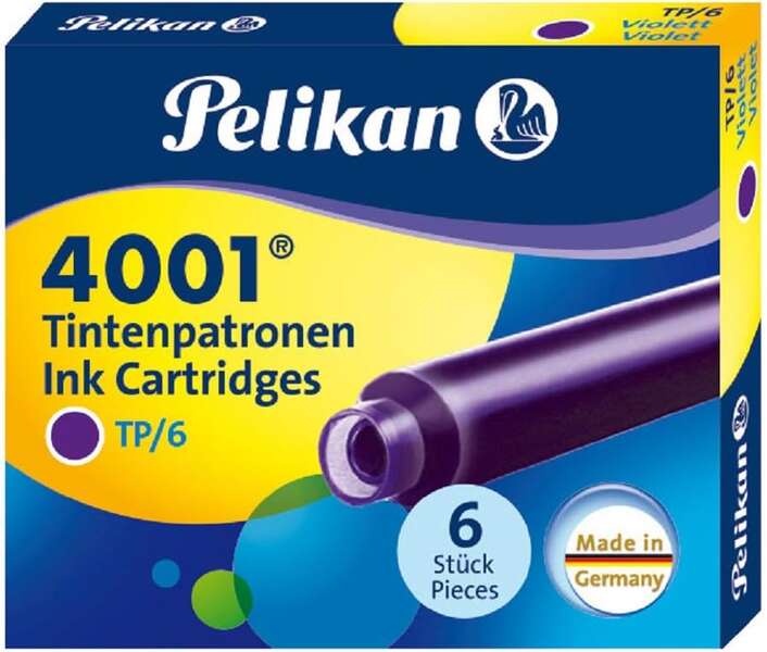 Pelikan Caja de 6 Cartuchos 4001 TP/6 - Compatible con Plumas Estilograficas Pelikan - Color Violeta