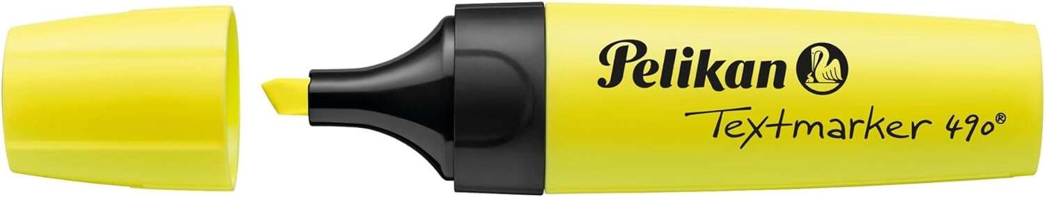 Pelikan Subrayador Textmarker 490 - Base de Agua - 3 Anchos de Trazo - Color Amarillo Fluorescente