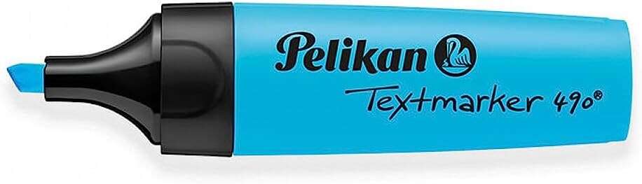 Pelikan Subrayador Textmarker 490 - Base de Agua - 3 Anchos de Trazo - Color Azul Fluorescente