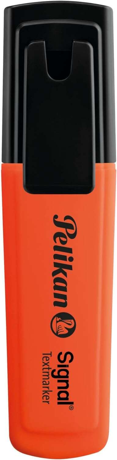 Pelikan Subrayador Textmarker Signal - Punta Biselada de 2.0mm - Tinta de Secado Rapido - Ideal para Resaltar Textos - Color Naranja Fluorescente