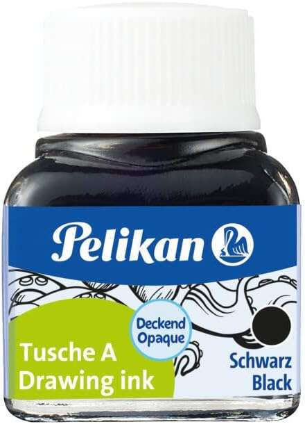 Pelikan 523 N17 Tinta China 10ml - Tinta de Alta Calidad - Resistente al Agua - Ideal para Dibujo y Caligrafia - Color Negro