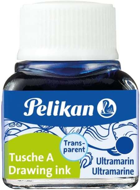 Pelikan Tinta China 523 10ml N.9 - 10ml - Resistente al Agua - Ideal para Dibujo y Caligrafia - Color Azul Ultramar