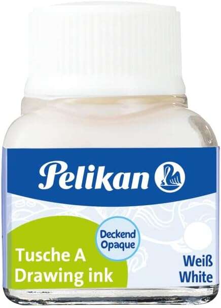 Pelikan Tinta China 523 10ml N.18 - 10ml - Resistente al Agua - Secado Rapido - Color Blanco