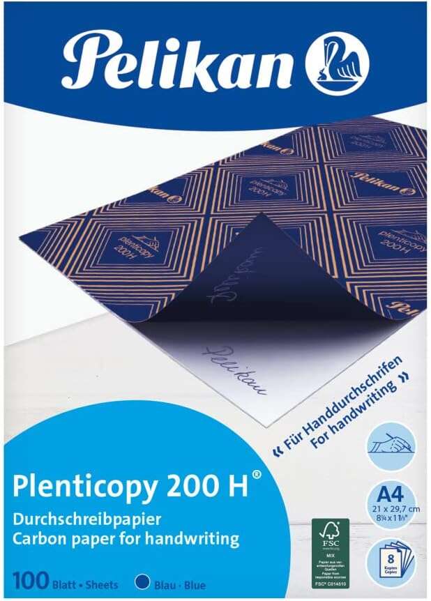 Pelikan Paquete de 100 Papel de Calcar Plenticopy 200H - Alta Calidad - Ideal para Copias Limpias - Resistente y Duradero - Color Azul