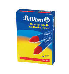 Pelikan Pack de 12 Ceras para Marcar - Punta Resistente - Ideal para Resaltar Textos - Color Rojo