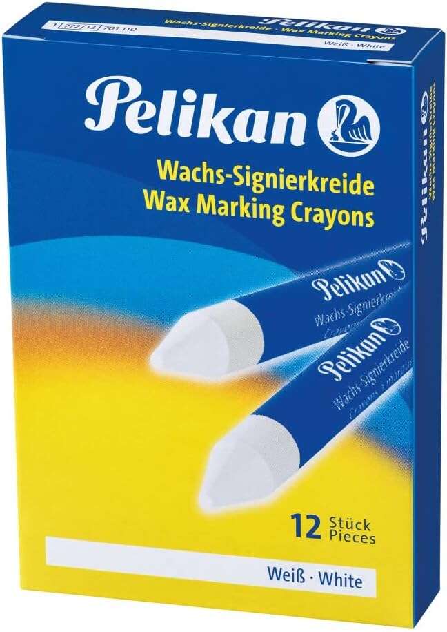 Pelikan Pack de 12 Ceras para Marcar - Punta Resistente - Ideal para Resaltar Textos - Color Blanco