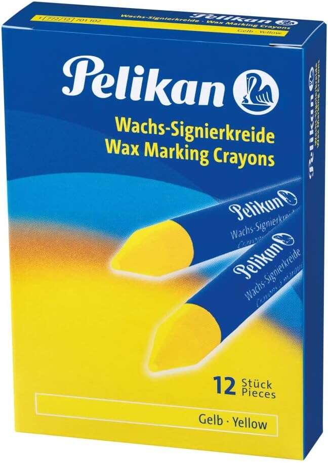 Pelikan Pack de 12 Ceras para Marcar - Punta Resistente - Ideal para Resaltar Textos - Color Amarillo