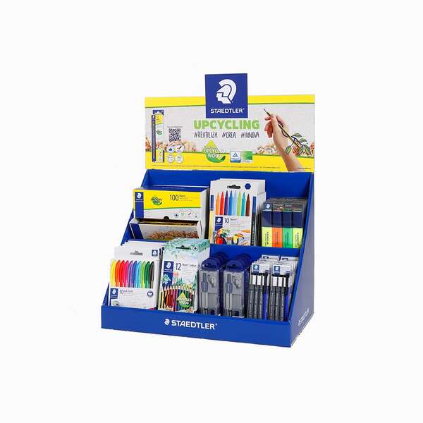 Staedtler Expositor de Sobremesa con 8ud 185 C12, 5ud 364-S WP4P, 6ud 326 C10, 10ud 308 S1 WP3, 1ud 120HBCA1 P, 10ud 550 60, 5ud 4320 MC10 y 2ud de Regalo 120-2